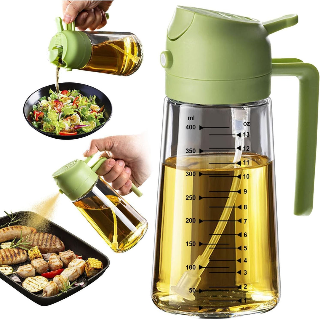 16oz Olive Oil Dispenser Bottle for Kitchen - 2 in 1 Oil Dispenser and Oil Sprayer for Cooking, Air Fryer, Salad, BPA - Free 470ml Olive Oil Sprayer Green - Just Closeouts Canada Inc.