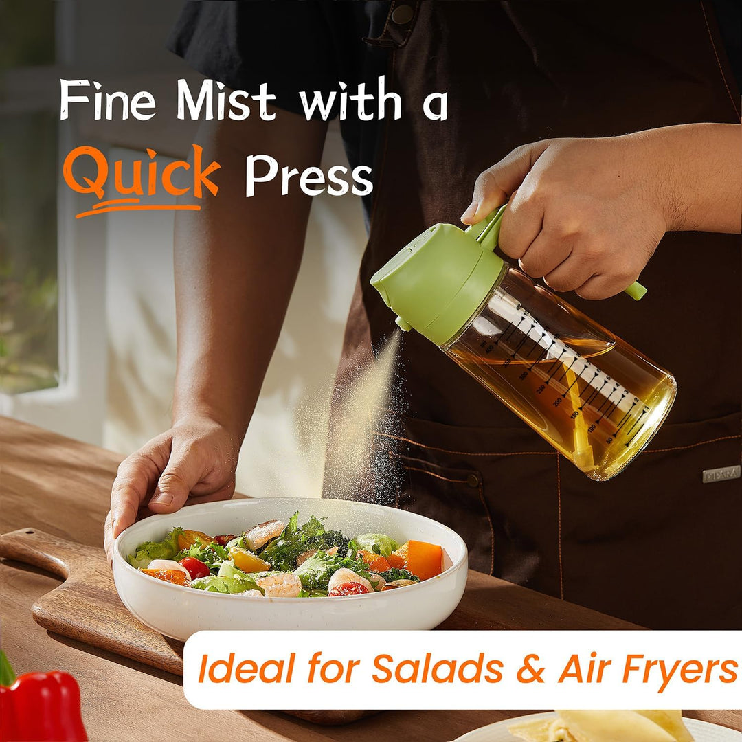 16oz Olive Oil Dispenser Bottle for Kitchen - 2 in 1 Oil Dispenser and Oil Sprayer for Cooking, Air Fryer, Salad, BPA - Free 470ml Olive Oil Sprayer Green - Just Closeouts Canada Inc.