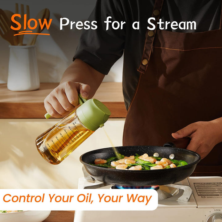 16oz Olive Oil Dispenser Bottle for Kitchen - 2 in 1 Oil Dispenser and Oil Sprayer for Cooking, Air Fryer, Salad, BPA - Free 470ml Olive Oil Sprayer Green - Just Closeouts Canada Inc.