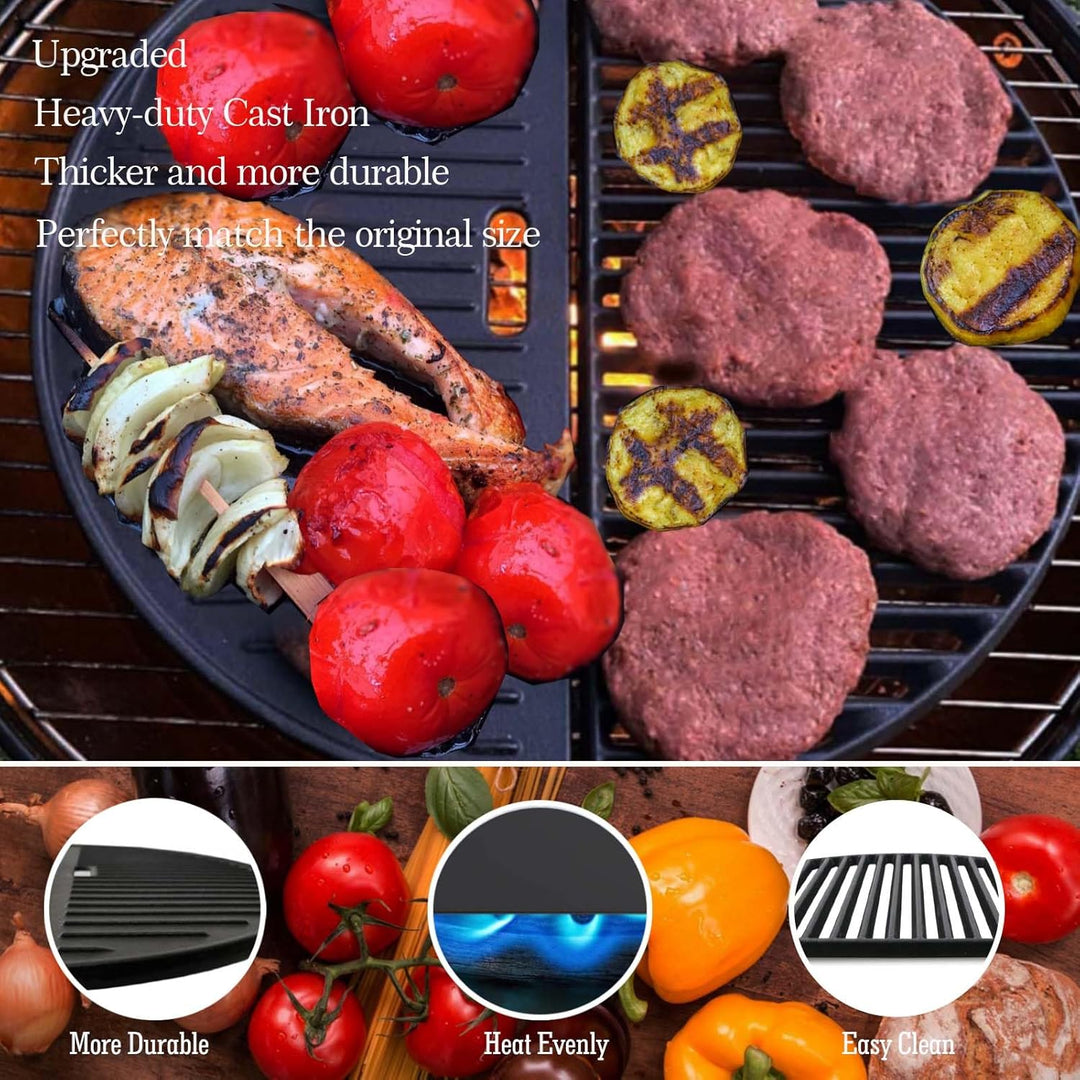 18" Cast Iron Grid Grate Reversible Griddle Replace For Large Big Green Egg, Kamado Joe Classic I II III series, Vision, Stand - Alone and other round 18" charcoal grills - Just Closeouts Canada Inc.