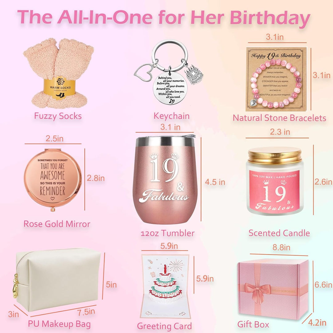 19th Birthday Gifts For Girls, Happy Birthday Basket Gifts Box for Her Friends Female Mom Wife Daughter Sister Girlfriend Coworker Bestie Women Birthday Unique, 19 Year Old Birthday Gifts For Girls - Just Closeouts Canada Inc.X004D3W27Z