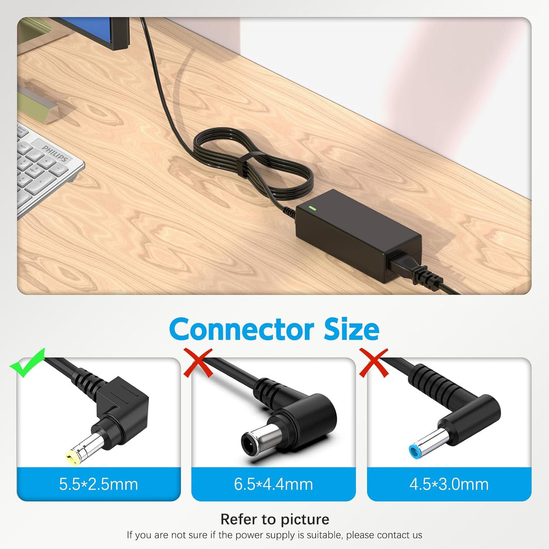 19V Power Adapter for HP Monitor 20" 21.5" 23" 23.8" 25" 27"; 27xw 27xi 27er 23es 27es 25 24ea 25xw 25bw 25xi 22cwa 23xi 23bw 20xi Power Supply Cord Replacement - Just Closeouts Canada Inc.