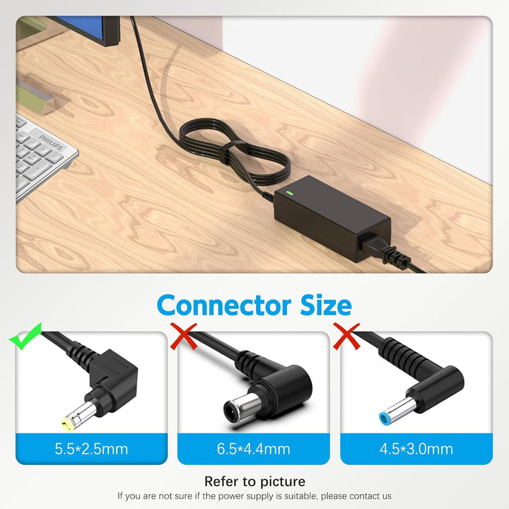 19V Power Adapter for HP Monitor 20" 21.5" 23" 23.8" 25" 27"; 27xw 27xi 27er 23es 27es 25 24ea 25xw 25bw 25xi 22cwa 23xi 23bw 20xi Power Supply Cord Replacement - Just Closeouts Canada Inc.