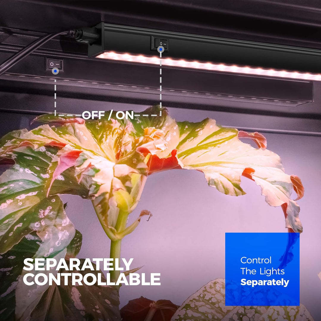 1ft Grow Lights for Indoor Plants Full Spectrum, LED Grow Lamp with Black Cover, T5 Grow Light Strip, Under Cabinet Grow Light with Switch Cord, Plug and Play, Linkable, Pinkish White, 4 Packs - Just Closeouts Canada Inc.X004AE1CZF