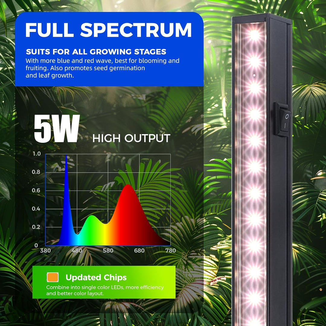 1ft Grow Lights for Indoor Plants Full Spectrum, LED Grow Lamp with Black Cover, T5 Grow Light Strip, Under Cabinet Grow Light with Switch Cord, Plug and Play, Linkable, Pinkish White, 4 Packs - Just Closeouts Canada Inc.X004AE1CZF