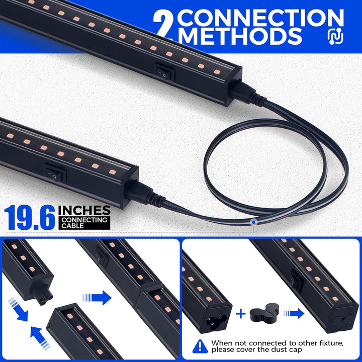 1ft Grow Lights for Indoor Plants Full Spectrum, LED Grow Lamp with Black Cover, T5 Grow Light Strip, Under Cabinet Grow Light with Switch Cord, Plug and Play, Linkable, Pinkish White, 4 Packs - Just Closeouts Canada Inc.X004AE1CZF