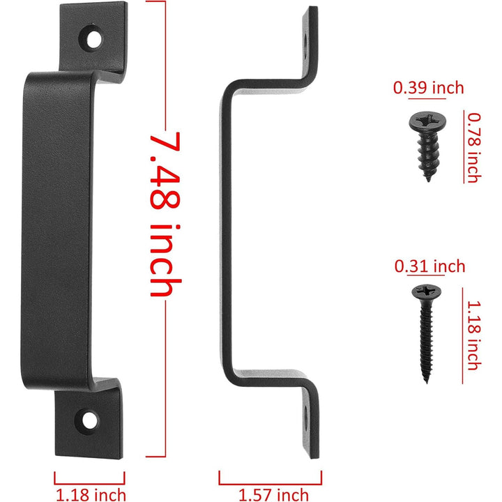 1x Barn Door Handle (Black) - 7.48 -inch Steel - Door Pull for Barn Doors, Sheds, Garages, Gates - Tapping Screws Included - Just Closeouts Canada Inc.