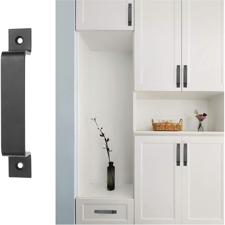 1x Barn Door Handle (Black) - 7.48 -inch Steel - Door Pull for Barn Doors, Sheds, Garages, Gates - Tapping Screws Included - Just Closeouts Canada Inc.