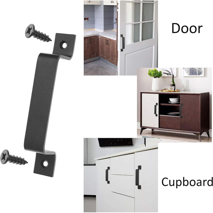 1x Barn Door Handle (Black) - 7.48 -inch Steel - Door Pull for Barn Doors, Sheds, Garages, Gates - Tapping Screws Included - Just Closeouts Canada Inc.