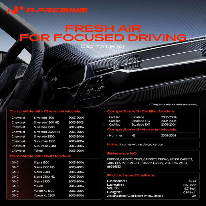 2 Activated-Carbon Cabin Air Filters for Silverado, Sierra & H2 - Just Closeouts Canada Inc.