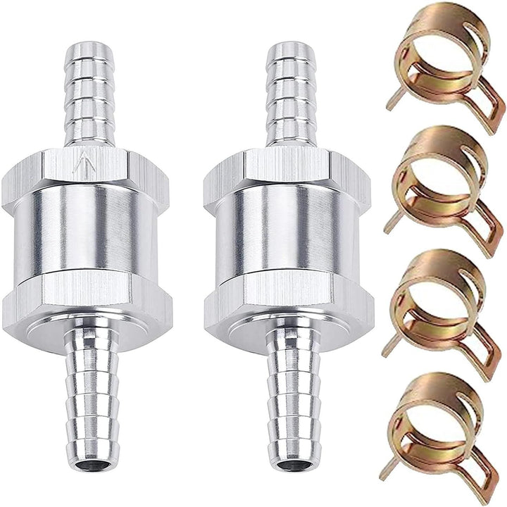 2 Aluminum 5 mm One-Way Fuel Check Valves with 4 Hose Clamps - Just Closeouts Canada Inc.