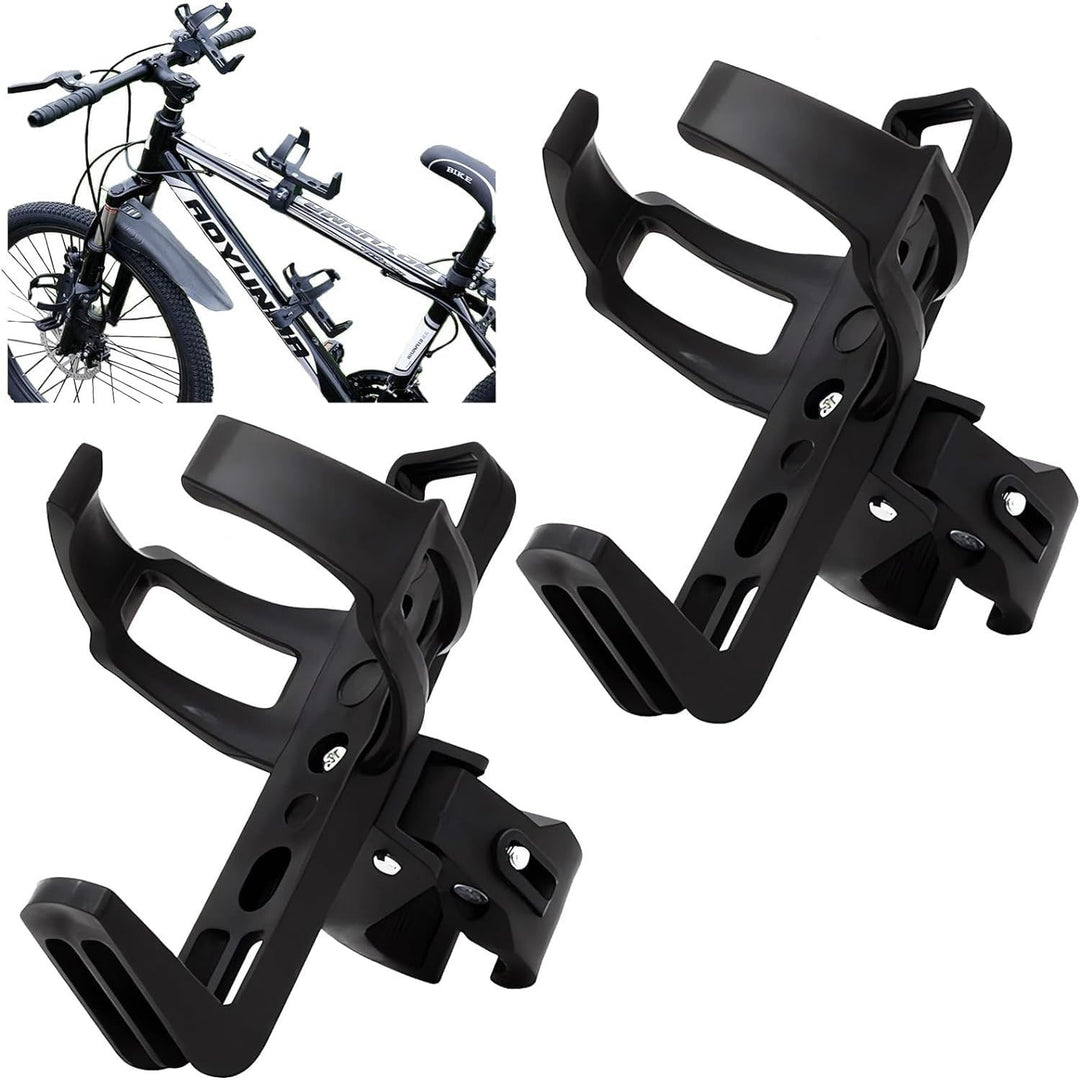 2 Black 360-Degree Rotating Bike Water Bottle Holders, Tool-Free Clamps - Just Closeouts Canada Inc.