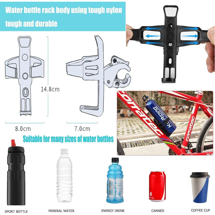 2 Black 360-Degree Rotating Bike Water Bottle Holders, Tool-Free Clamps - Just Closeouts Canada Inc.
