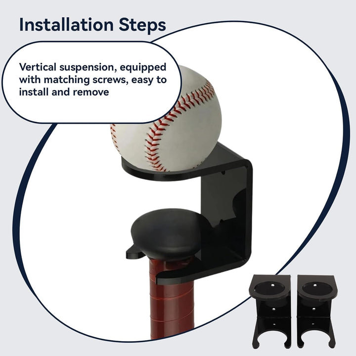 2 Black Baseball Bat Wall Display Holders - Just Closeouts Canada Inc.X00440L133