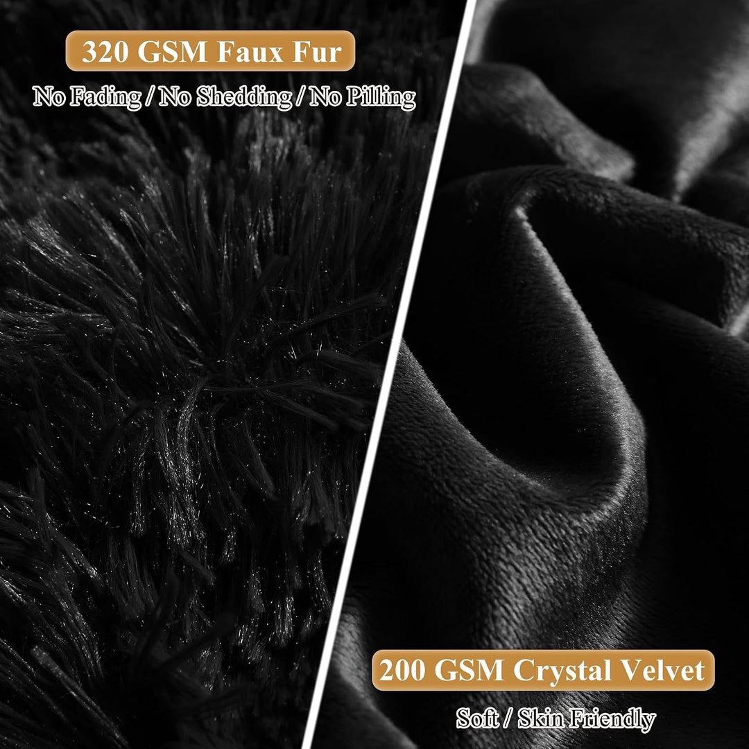 2 Black Shaggy Faux Fur Throw Pillow Covers, 18 x 18 in - Just Closeouts Canada Inc.X002IIQJ8P