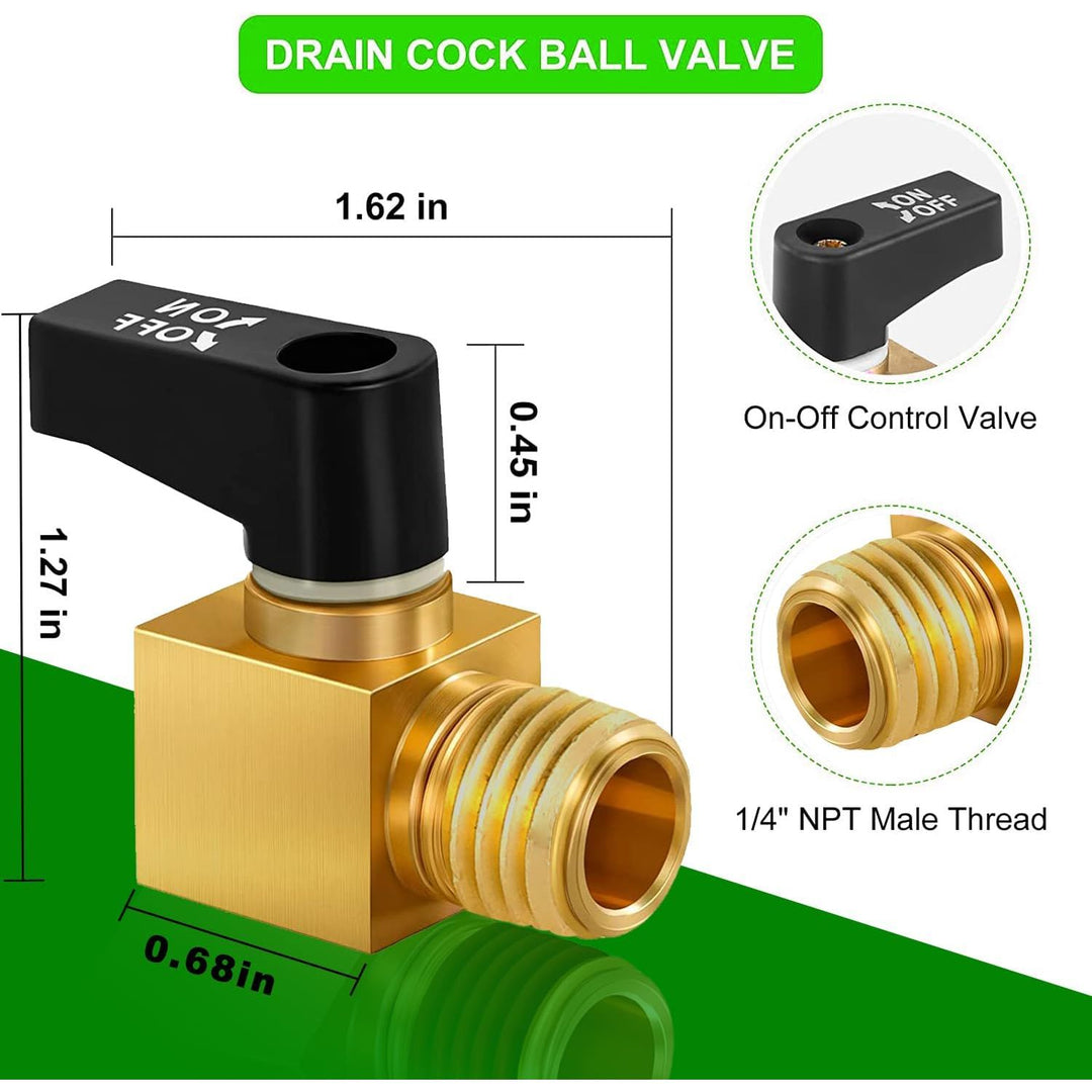 2 Brass 1/4-Inch NPT Air-Compressor Drain Ball Valves - Just Closeouts Canada Inc.