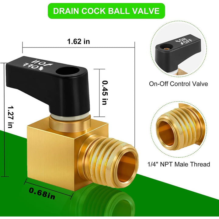2 Brass 1/4-Inch NPT Air-Compressor Drain Ball Valves - Just Closeouts Canada Inc.
