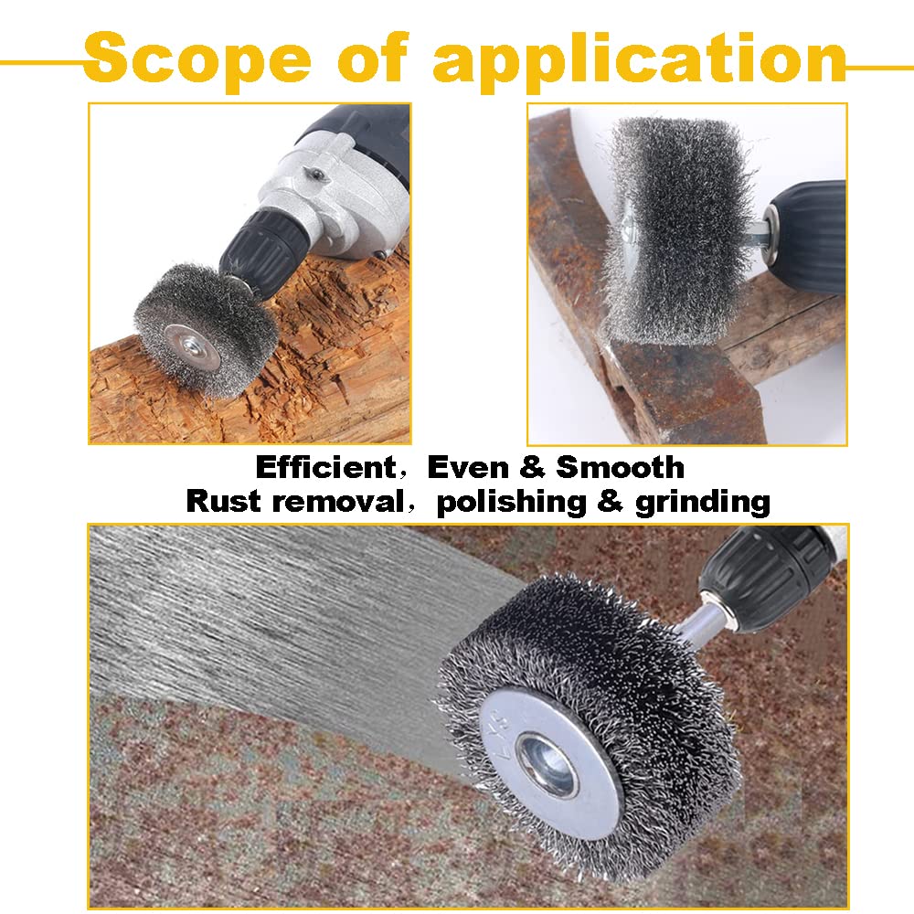 2 inch Wire Wheel Brush Wire Wheel Brush for Drill Attachment, 0.0118" Carbon Steel Wire, 1/4in Shank, 20000RPM 2 Pack Heavy Duty Wire Brushes Removal Paint Rust & Corrosion (2) - Just Closeouts Canada Inc.