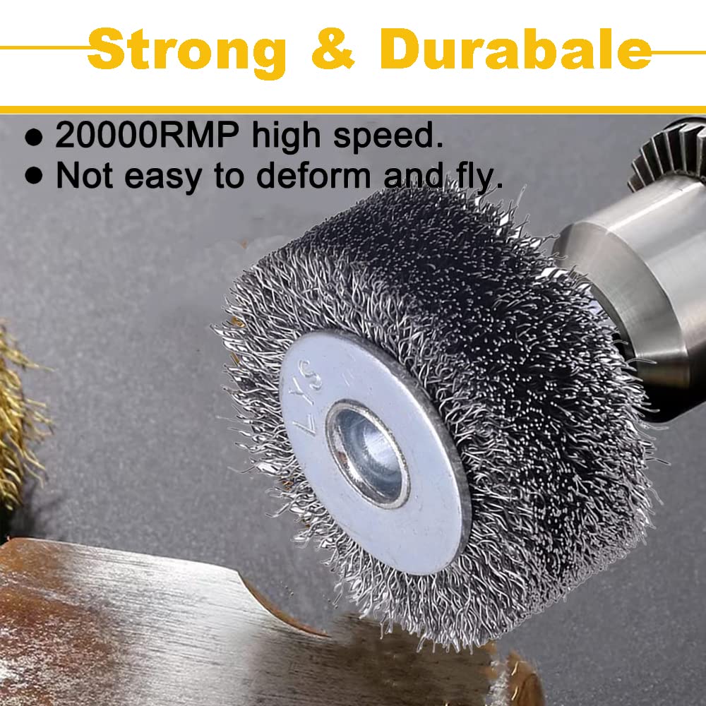 2 inch Wire Wheel Brush Wire Wheel Brush for Drill Attachment, 0.0118" Carbon Steel Wire, 1/4in Shank, 20000RPM 2 Pack Heavy Duty Wire Brushes Removal Paint Rust & Corrosion (2) - Just Closeouts Canada Inc.
