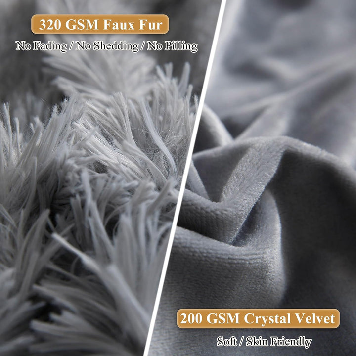 2 Light Gray Faux Fur Standard Pillowcases, 20 × 26 in - Just Closeouts Canada Inc.X002JMNX5H