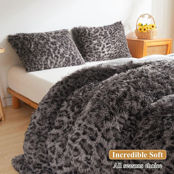 2 Light Grey Cheetah-Print Faux Fur King Pillowcases, 20 x 36 in - Just Closeouts Canada Inc.X004EUV9T9