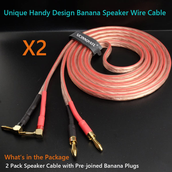 2 Pack 13 AWG Speaker Wire with Banana Plugs, 2X 3m HiFi Speaker Cable with Gold-Plated Right Angle Banana Plugs to Banana Plugs Audio Cable Speaker Cord for Audiophile (3m / 9.8FT) - Just Closeouts Canada Inc.X004EF2IP3