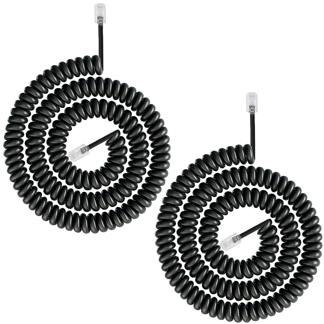 2-Pack Black 10 ft Coiled RJ9 Telephone Handset Cords - Just Closeouts Canada Inc.