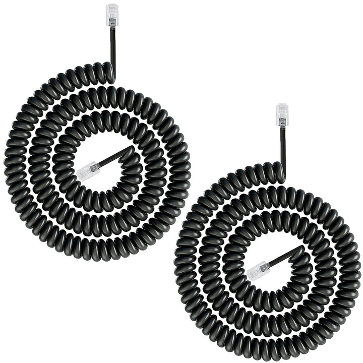 2-Pack Black 10 ft Coiled RJ9 Telephone Handset Cords - Just Closeouts Canada Inc.