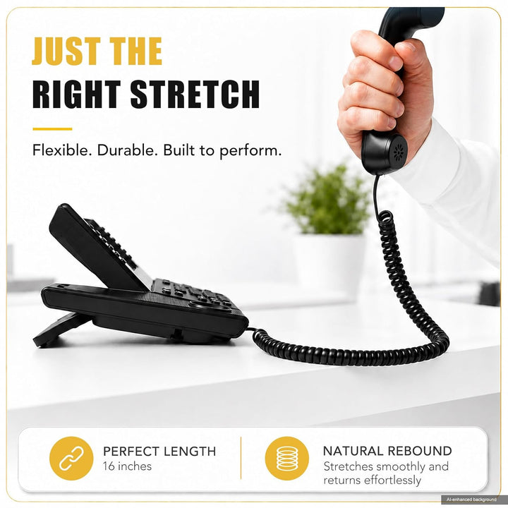 2-Pack Black Coiled RJ9 Telephone Handset Cords - Just Closeouts Canada Inc.