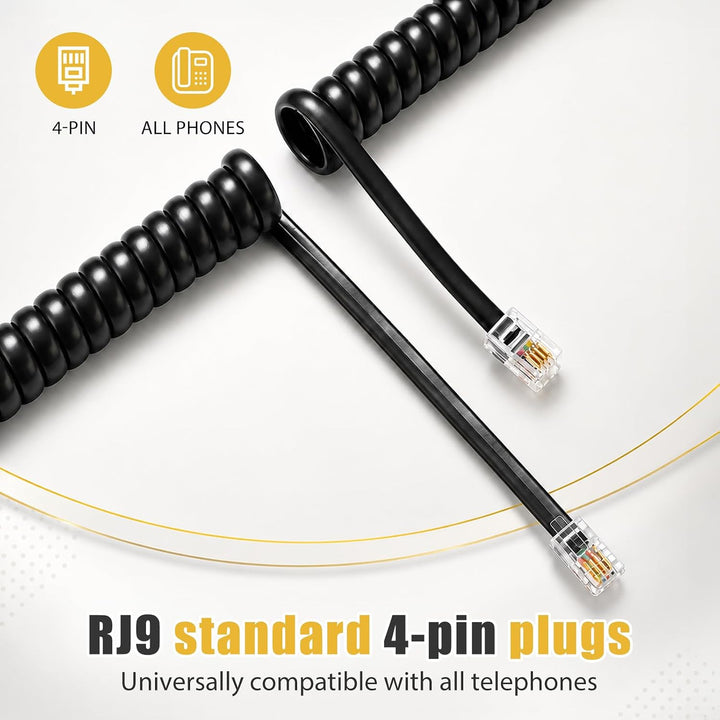 2-Pack Black Coiled RJ9 Telephone Handset Cords - Just Closeouts Canada Inc.