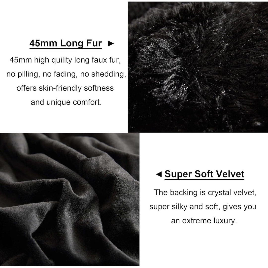 2 Pack Faux Fur Pillow Shams, Shaggy Plush Home Decorative Luxury Series Super Soft Furry Pillow Case with Zipper Closure for Home Sofa Couch Decoration,Standard Queen(Black,20"x26") - Just Closeouts Canada Inc.