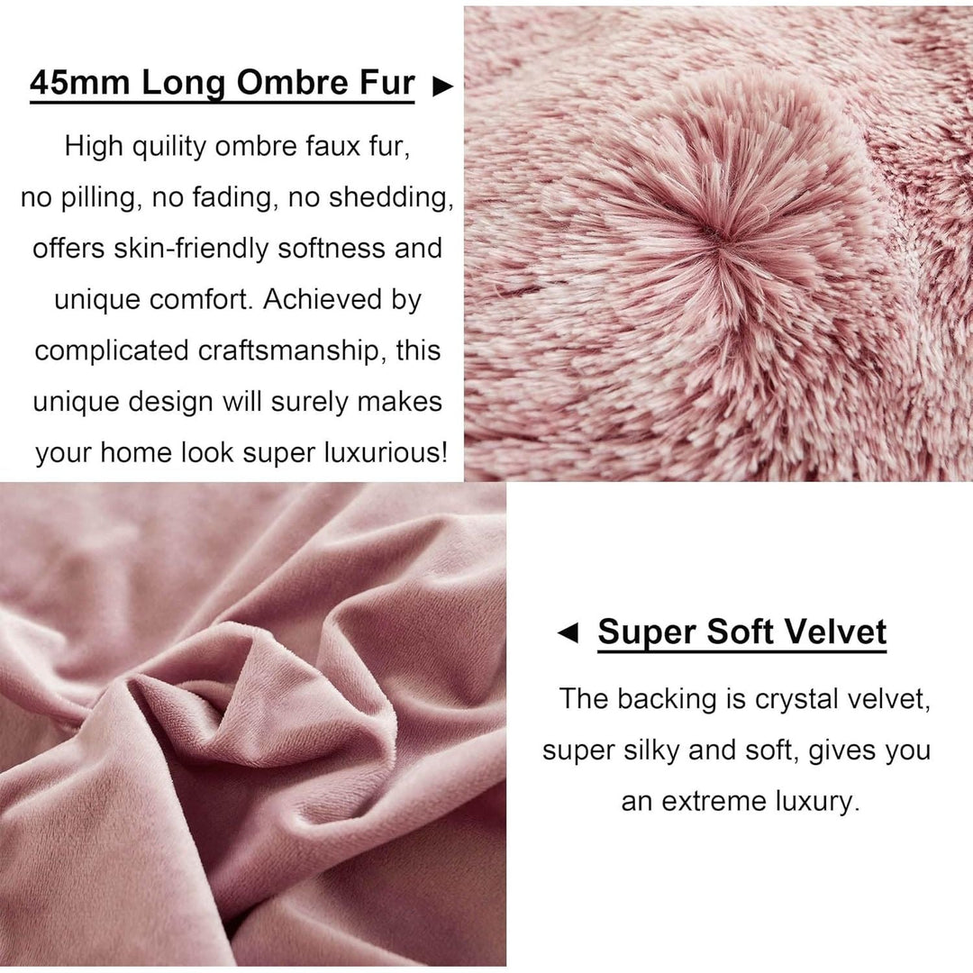 2 Pack Faux Fur Pillow Shams, Shaggy Plush Home Decorative Luxury Series Super Soft Furry Pillow Case with Zipper Closure for Home Sofa Couch Decoration,Standard Queen(Ombre Old Pink,20"x26") - Just Closeouts Canada Inc.