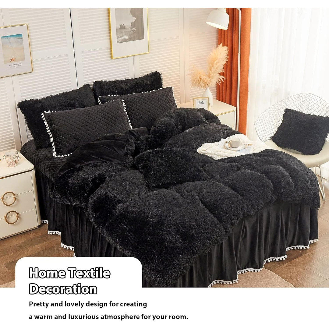 2 Pack Faux Fur Pillow Shams, Shaggy Plush Home Decorative Luxury Series Super Soft Furry Pillow Case with Zipper Closure for Home Sofa Couch Decoration,Standard Queen(Black,20"x26") - Just Closeouts Canada Inc.