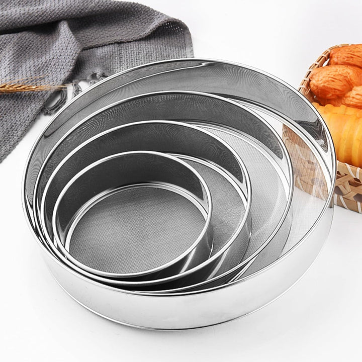 2 Pack Flour Sifter, Stainless Steel Fine Mesh Strainers Flour Sieve,8 Inch 60 Mesh and 10 Inch 40 Mesh for Baking Cake Bread (8"/60 mesh and 10"/40 mesh) - Just Closeouts Canada Inc.