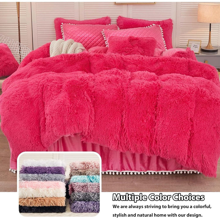 2 Pack Fluffy Faux Fur Pillow Shams,18 x 18 Inches Throw Pillow Covers, Luxury Decorative Furry Pillowcases Cushion Cover for Christmas,Zipper Closure,No Pillow Insert,Hot Pink - Just Closeouts Canada Inc.