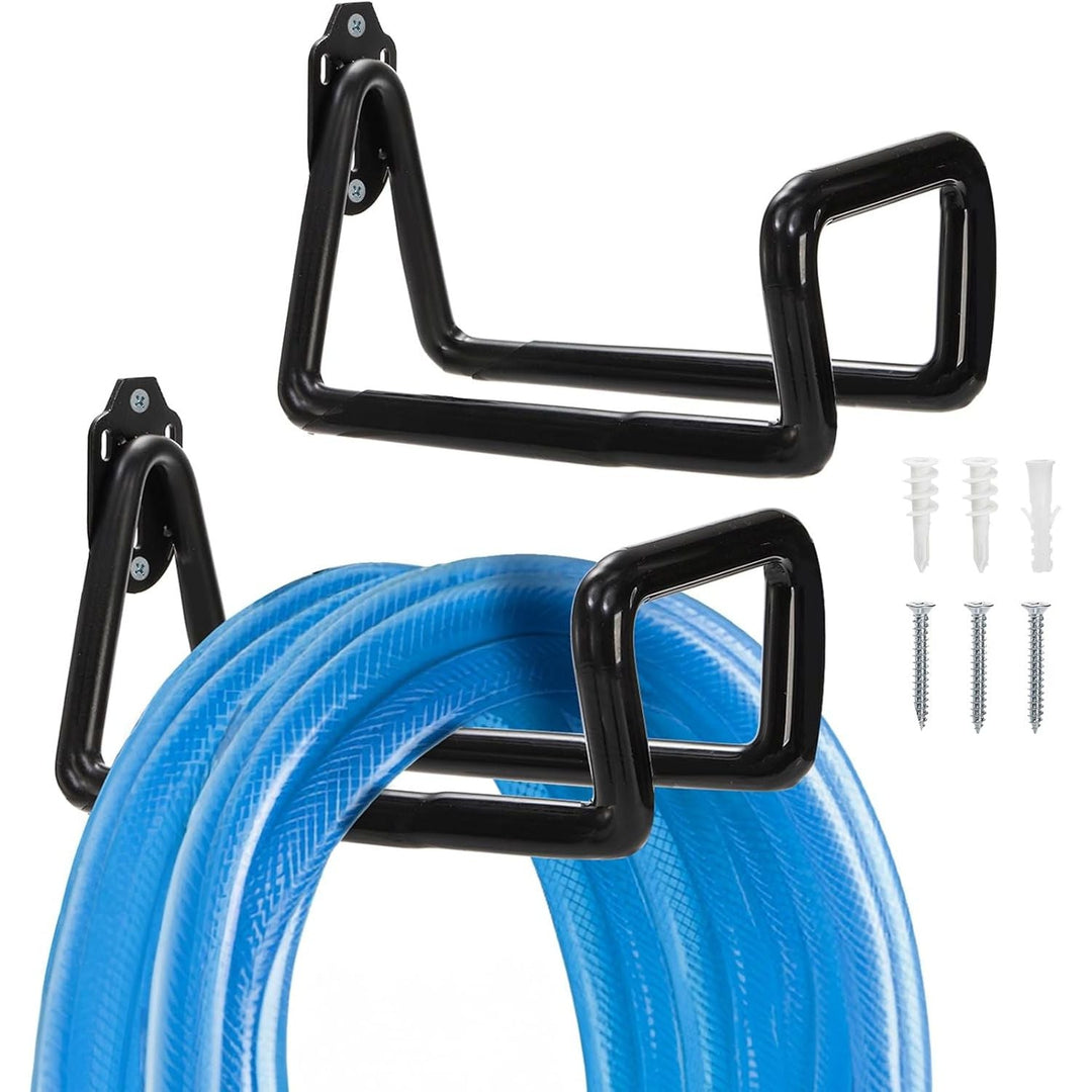 2 Pack Garden Hose Holder Wall Mount, Metal Water Hose Holder, Heavy Duty Iron Hose Hanger for Outside Yard, Sturdy Hose Rack Hook Reel Hose Hooks with Screw for Garage Water Hose Storage - Just Closeouts Canada Inc.