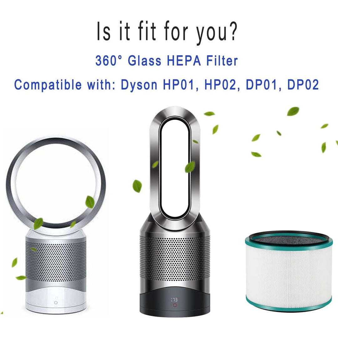 2 Pack HP01 HP02 HEPA Filter Replacement Compatible with Dyson HP01 HP02 DP01 Air Purifier, Premium H13 True HEPA 360° Glass Filter for Dyson Pure Hot Cool Link Desk Purifier, Replaces Part 968125 - 03 - Just Closeouts Canada Inc.