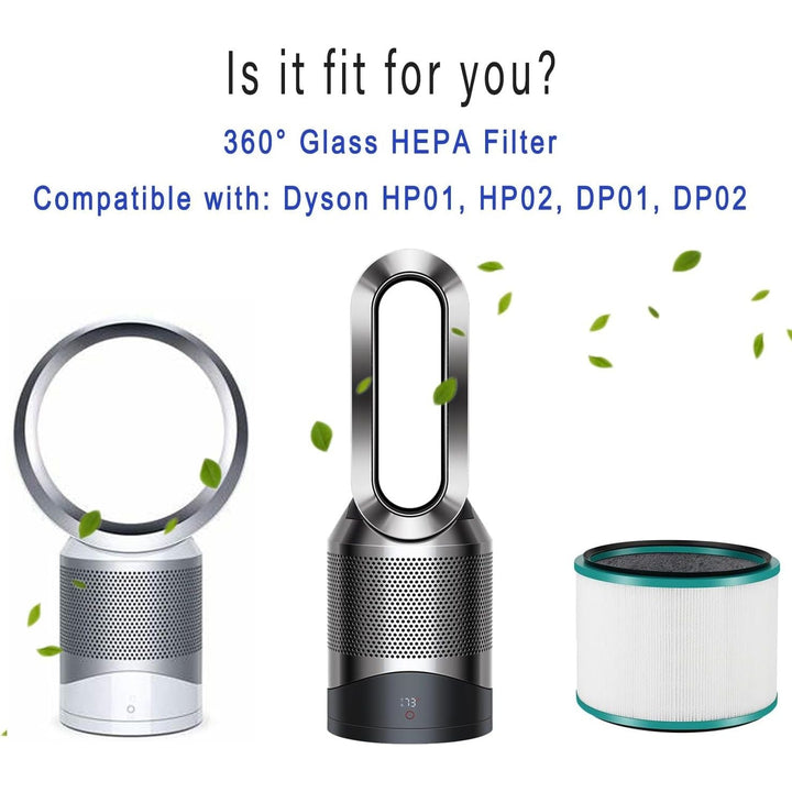 2 Pack HP01 HP02 HEPA Filter Replacement Compatible with Dyson HP01 HP02 DP01 Air Purifier, Premium H13 True HEPA 360° Glass Filter for Dyson Pure Hot Cool Link Desk Purifier, Replaces Part 968125 - 03 - Just Closeouts Canada Inc.