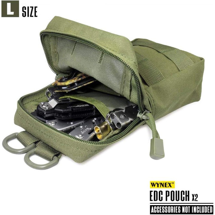 2-Pack Large MOLLE Utility Pouches – Army Green, 8-Inch - Just Closeouts Canada Inc.