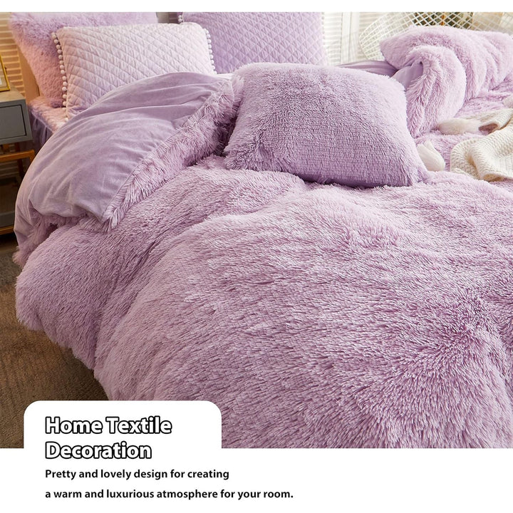 2 Pack Lavender Faux Fur Pillow Shams, Shaggy Plush Home Decorative Luxury Series Super Soft Furry Pillow Case with Zipper Closure for Home Sofa Couch Decoration,Standard Size(Orchid,20"x26") - Just Closeouts Canada Inc.