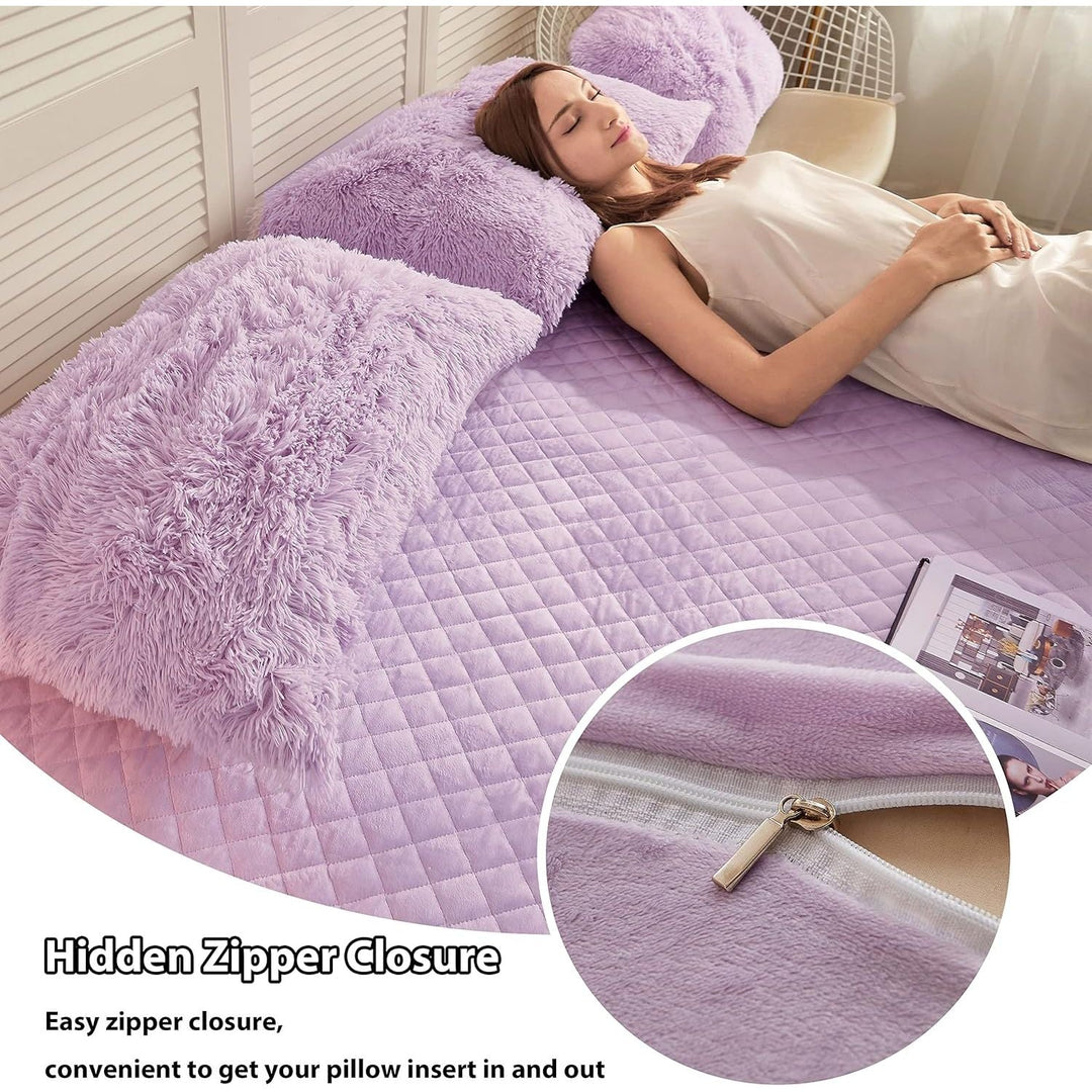 2 Pack Lavender Faux Fur Pillow Shams, Shaggy Plush Home Decorative Luxury Series Super Soft Furry Pillow Case with Zipper Closure for Home Sofa Couch Decoration,Standard Size(Orchid,20"x26") - Just Closeouts Canada Inc.
