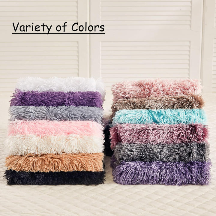 2 Pack Lavender Faux Fur Pillow Shams, Shaggy Plush Home Decorative Luxury Series Super Soft Furry Pillow Case with Zipper Closure for Home Sofa Couch Decoration,Standard Size(Orchid,20"x26") - Just Closeouts Canada Inc.