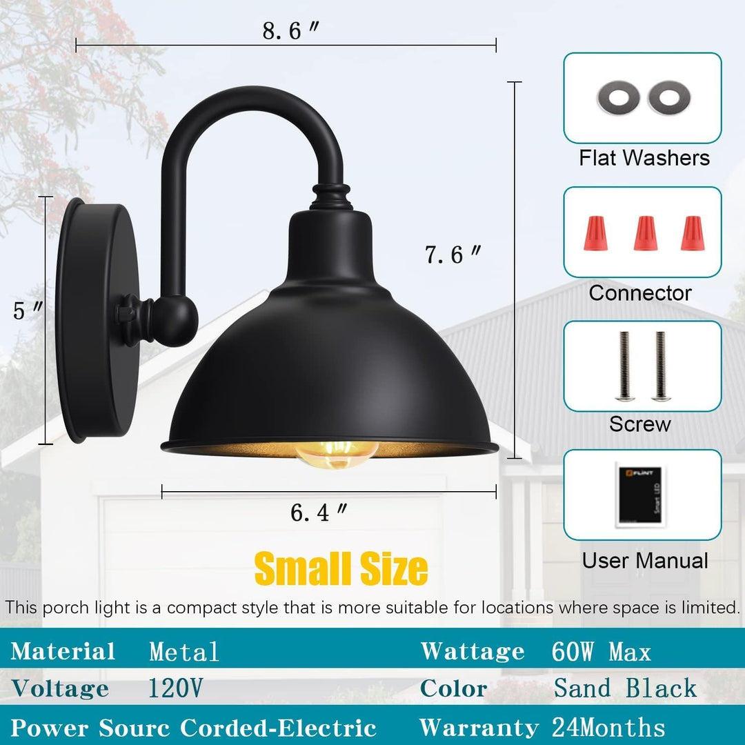 2 Pack Outdoor Barn Light for House,Small and Exquisite Farmhouse Porch Light,Waterproof Black Modern Outdoor Wall Sconce,Outdoor Light Fixture,Outdoor Gooseneck Lighting,for Patio,Deck,Corridor… - Just Closeouts Canada Inc.