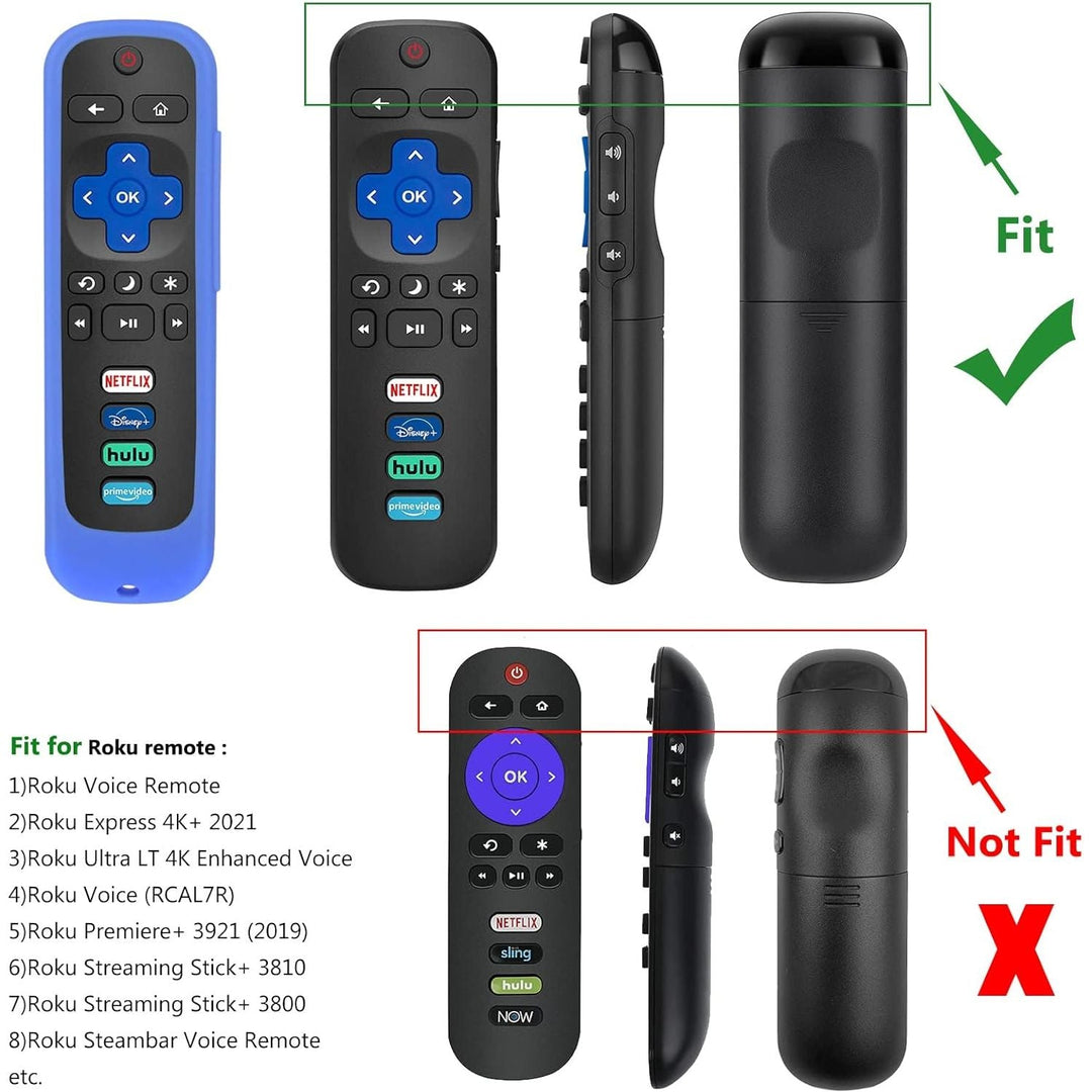 2 Pack Remote Cover (Glow in The Dark) Compatible with Roku TV Remote/Roku Express/Streaming Stick/Premiere, Universal Silicone Case for Roku Voice Remote with Lanyard (Green and Blue) - Just Closeouts Canada Inc.