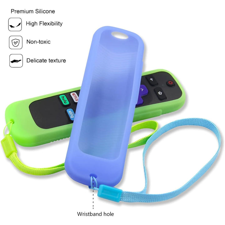 2 Pack Remote Cover (Glow in The Dark) Compatible with Roku TV Remote/Roku Express/Streaming Stick/Premiere, Universal Silicone Case for Roku Voice Remote with Lanyard (Green and Blue) - Just Closeouts Canada Inc.