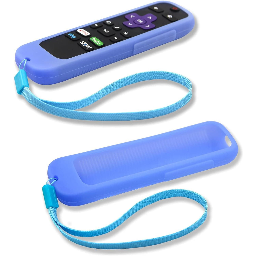 2 Pack Remote Cover (Glow in The Dark) Compatible with Roku TV Remote/Roku Express/Streaming Stick/Premiere, Universal Silicone Case for Roku Voice Remote with Lanyard (Green and Blue) - Just Closeouts Canada Inc.
