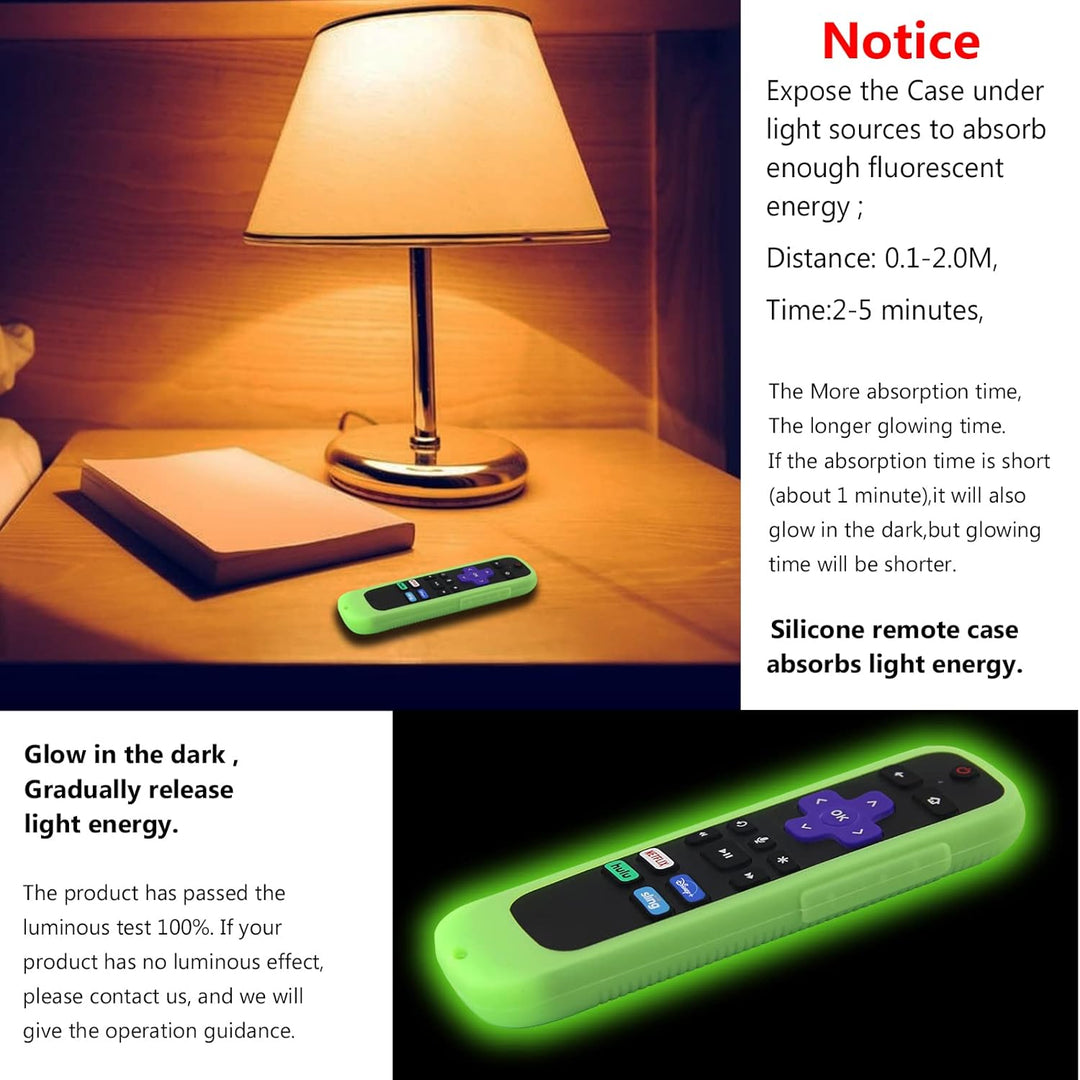 2 Pack Remote Cover (Glow in The Dark) Compatible with Roku TV Remote/Roku Express/Streaming Stick/Premiere, Universal Silicone Case for Roku Voice Remote with Lanyard (Green and Blue) - Just Closeouts Canada Inc.