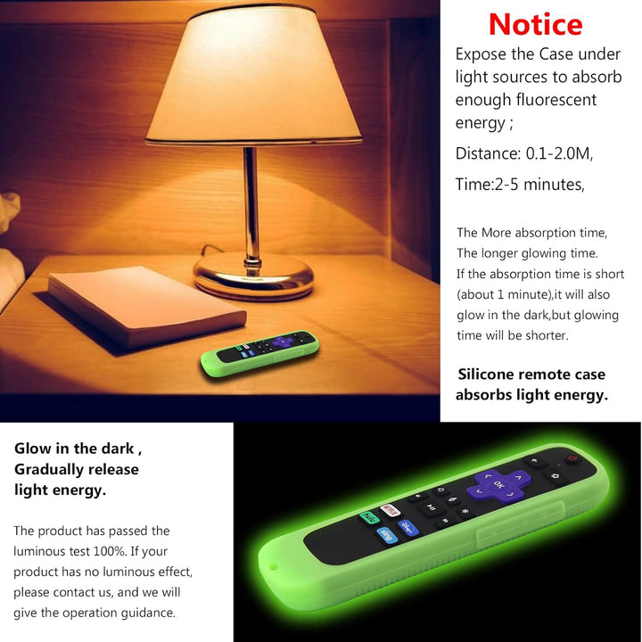 2 Pack Remote Cover (Glow in The Dark) Compatible with Roku TV Remote/Roku Express/Streaming Stick/Premiere, Universal Silicone Case for Roku Voice Remote with Lanyard (Green and Blue) - Just Closeouts Canada Inc.