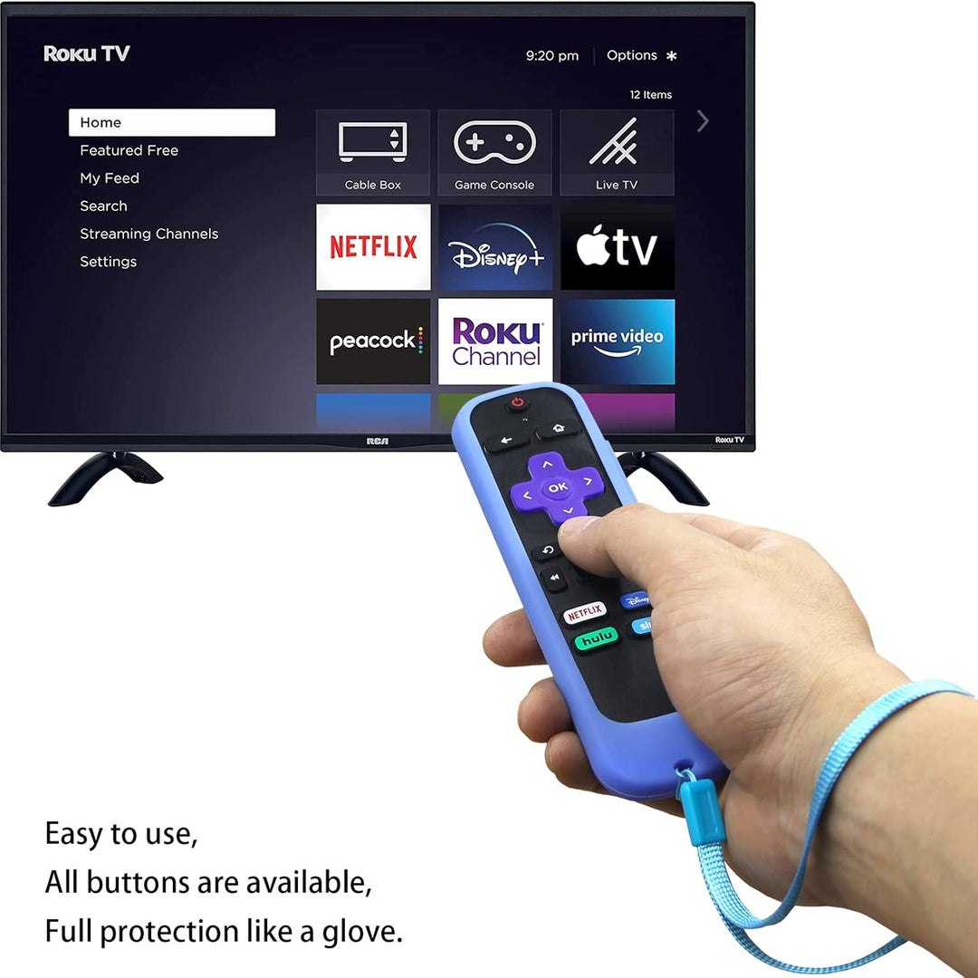 2 Pack Remote Cover (Glow in The Dark) Compatible with Roku TV Remote/Roku Express/Streaming Stick/Premiere, Universal Silicone Case for Roku Voice Remote with Lanyard (Green and Blue) - Just Closeouts Canada Inc.