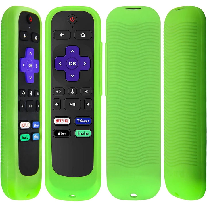 2 Pack Remote Cover (Glow in The Dark) Compatible with Roku TV Remote/Roku Express/Streaming Stick/Premiere, Universal Silicone Case for Roku Voice Remote with Lanyard (Green and Blue) - Just Closeouts Canada Inc.